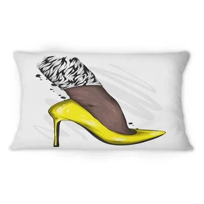 Design Art Woman Foot In Yellow High Heel Stiletto I - Modern Printed Throw Pillow