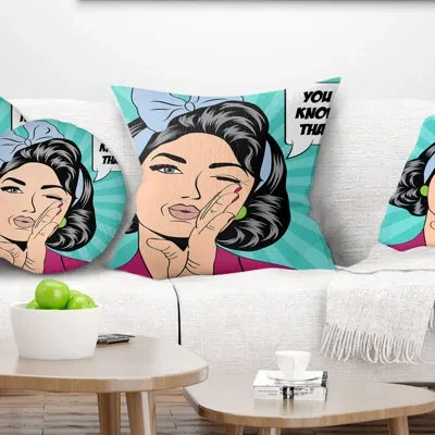 Design Art Woman In Comic Style - Portrait Printed Pillow