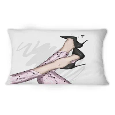 Design Art Woman Legs In Black Heel Stilettos I - Modern Printed Throw Pillow