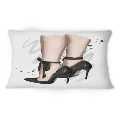 Design Art Woman Legs In Black Heel Stilettos Ii - Modern Printed Throw Pillow