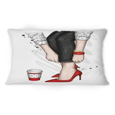 Design Art Woman Legs In Red Heel Stilettos I - Modern Printed Throw Pillow