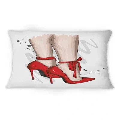 Design Art Woman Legs In Red Heel Stilettos Ii - Modern Printed Throw Pillow