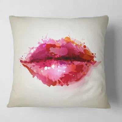 Design Art Woman Lips Formed By Blots Square Pillow Cover And Insert In Red
