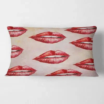 Design Art Woman Lips Pattern Rectangular Pillow Cover & Insert