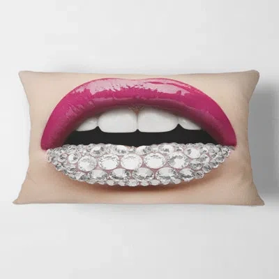 Design Art Woman Lips With Lipstick Diamonds Rectangular Pillow Cover & Insert