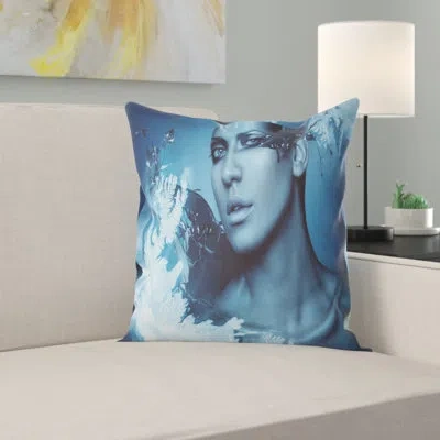 Design Art Woman With Snow Splash - Portrait Printed Pillow