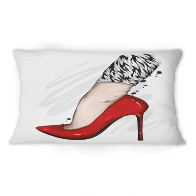Design Art Women Leg With Stylish Red Heels - Modern Printed Throw Pillow