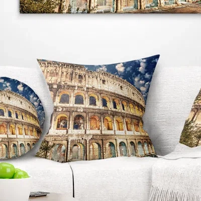 Design Art Wonderful Coliseum At Dusk - Landscape Printed Pillow In White