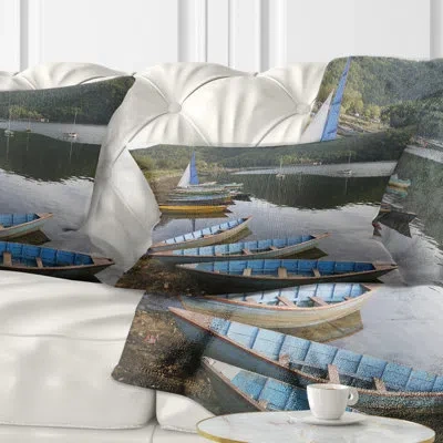 Design Art Wonderful View Of Pokhara Boats - Boats Printed Throw Pillow