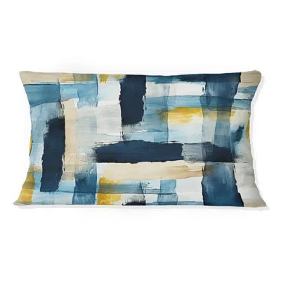 Design Art Wood & Shiplap Polyester Throw Pillow In Blue;yellow