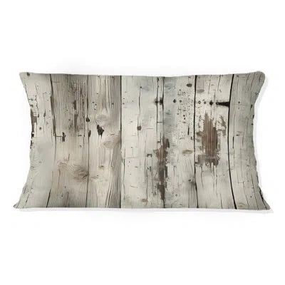 Design Art Wood & Shiplap Polyester Throw Pillow In Gray