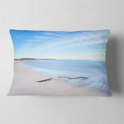 Design Art Wood Branch On White Beach - Sea & Shore Printed Throw Pillow