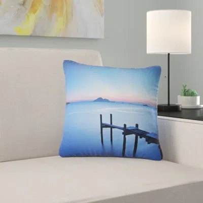 Design Art Wooden Pier In Blue Sea - Sea & Shore Printed Pillow