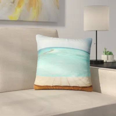 Design Art Wooden Planks On Sea Background - Sea & Shore Printed Pillow