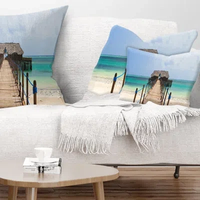 Design Art Wooden Sea Bridge Exotic Wood Jetty At Zanzibar Island Lumbar Pillow