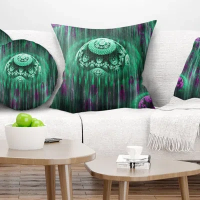 Design Art World Of Infinite Universe - Abstract Printed Pillow In Green,purple