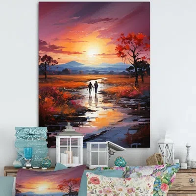 Design Art Yellow Abstract Chromatic Space Landscape Iv - Abstract Landscape Wall Art In Wrapped Canvas
