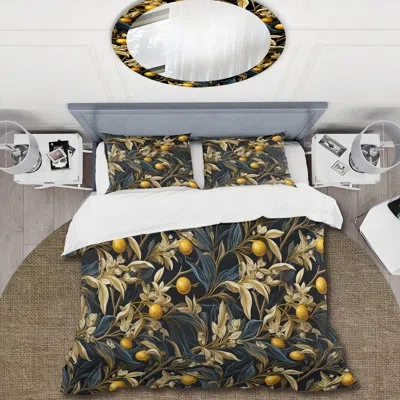 Design Art Yellow And Black Lemon Tree Pattern Bedding