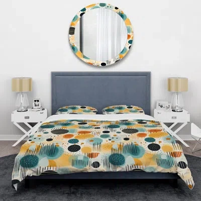 Design Art Yellow And Green Geometric Pattern I Duvet Cover Set In Green;yellow