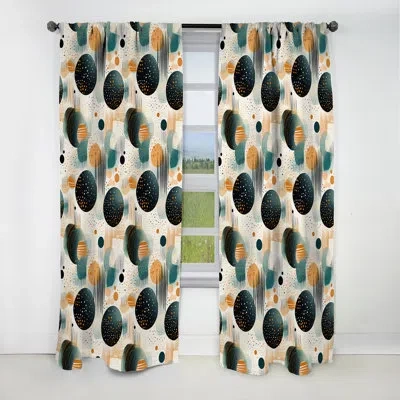 Design Art Yellow And Green Geometric Pattern Ii - Abstract Geometric Blackout Curtain - 1 Panels In Black;green