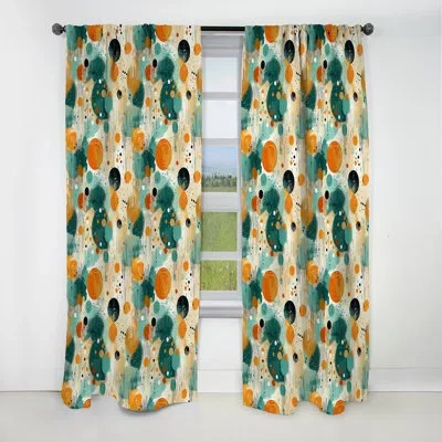 Design Art Yellow And Green Geometric Pattern Iii - Abstract Geometric Blackout Curtain - 1 Panels In Green;yellow