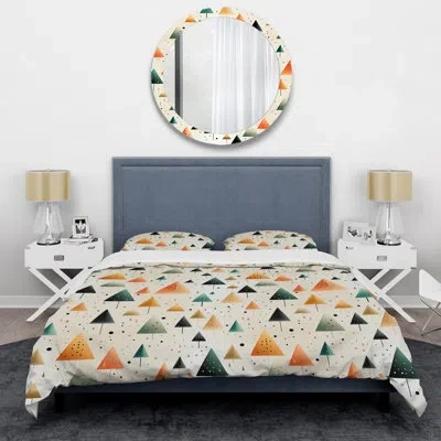 Design Art Yellow And Green Minimalism Trees Bedding In Green;beige;yellow