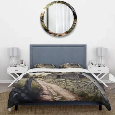 Design Art Yellow Barn In Spring Iii - Farm Duvet Cover Set - Microfiber Polyester