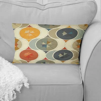 Design Art Yellow Beige Midcentury Retro Circle - Midcentury Lumbar Pillow In Beige;yellow