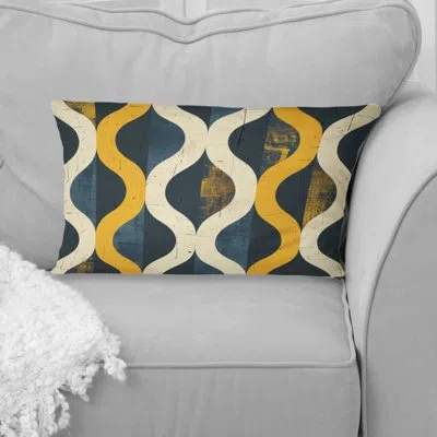 Design Art Yellow Beige Quatrefoil Elegance - Midcentury Lumbar Pillow In Beige;yellow