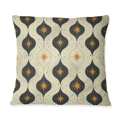 Design Art Yellow Black Quatrefoil Elegance I - Midcentury Throw Pillow In Black;yellow