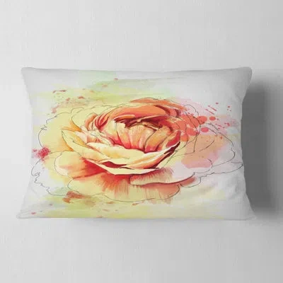 Design Art Yellow Blooming Rose - Floral Printed Pillow