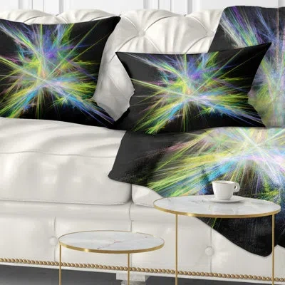 Design Art Yellow Blue Chaos Multicolored Rays - Abstract Printed Throw Pillow