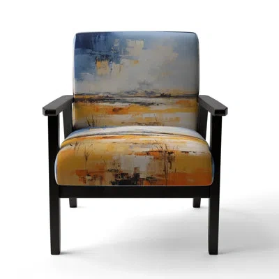 Design Art Yellow Blue Prairies Gold And Sky V - Upholstered Traditional Arm Chair
