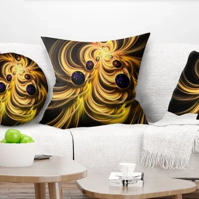 Design Art Yellow Fractal Flames - Abstract Printed Pillow