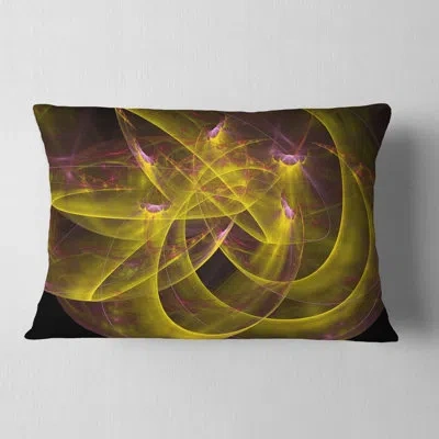 Design Art Yellow Fractal Flames - Abstract Printed Pillow