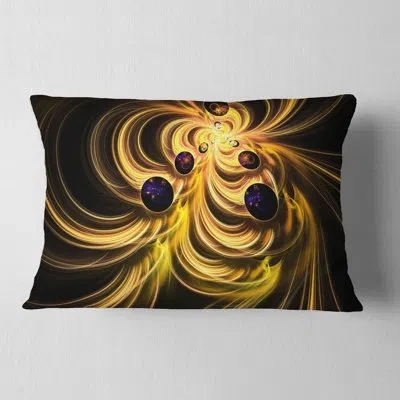 Design Art Yellow Fractal Flames - Abstract Printed Throw Pillow