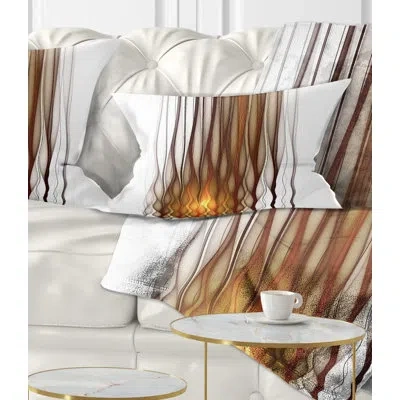 Design Art Yellow Fractal Flames Pattern - Abstract Printed Throw Pillow