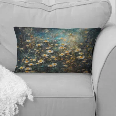 Design Art Yellow Grey Daisy Flower Fusion - Floral Printed Throw Pillow In Gray;yellow