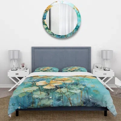Design Art Yellow Morning Glory Spring Awakening - Morning Glory Duvet Cover Set In Green;yellow