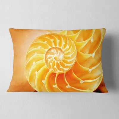 Design Art Yellow Nautilus Shell - Abstract Printed Throw Pillow
