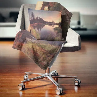 Design Art Yellow Tinged Spring Mountains - Landscape Printed Pillow