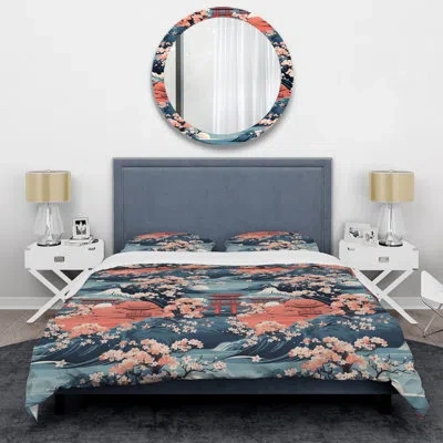 Design Art Yellow Torii Gate Japanese Pattern Ii Bedding In Blue;pink