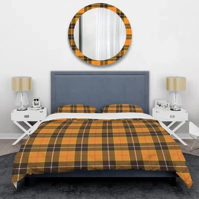 Design Art Yellow/black Microfiber 3 Piece Duvet Cover Set In Black;yellow
