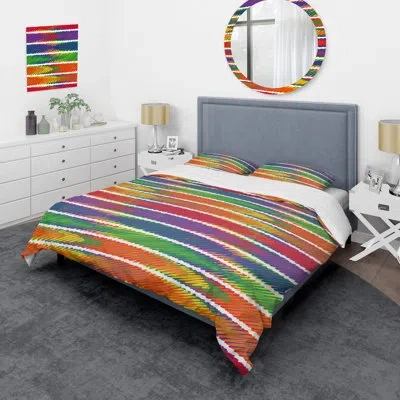 Design Art Yellow/blue Microfiber 3 Piece Duvet Cover Set In Yellow,blue