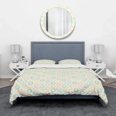 Design Art Yellow/gold Microfiber Modern & Contemporary Duvet Cover Set In Yellow;gold
