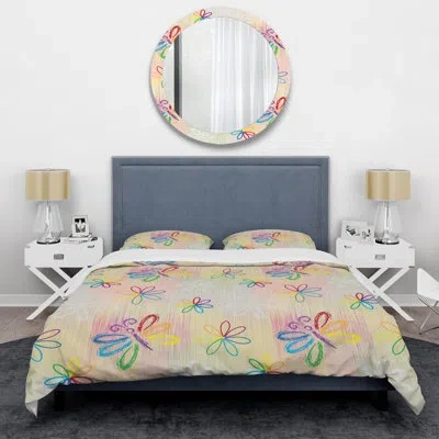 Design Art Yellow/green Microfiber 3 Piece Duvet Cover Set In Yellow,green