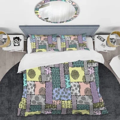 Design Art Yellow/purple/green Microfiber Duvet Cover Set In Yellow,purple,green