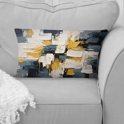 Design Art Yes To Everything Abstract Nova Blue - Abstract Painting Printed Throw Pillow In Blue;white