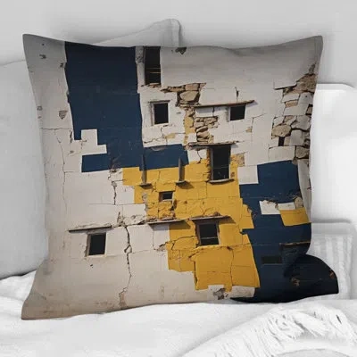 Design Art Yesterday Is History - Abstract Geometric Printed Throw Pillow In Blue;gold