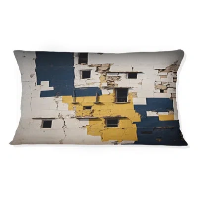 Design Art Yesterday Is History - Abstract Geometric Printed Throw Pillow In Blue;gold